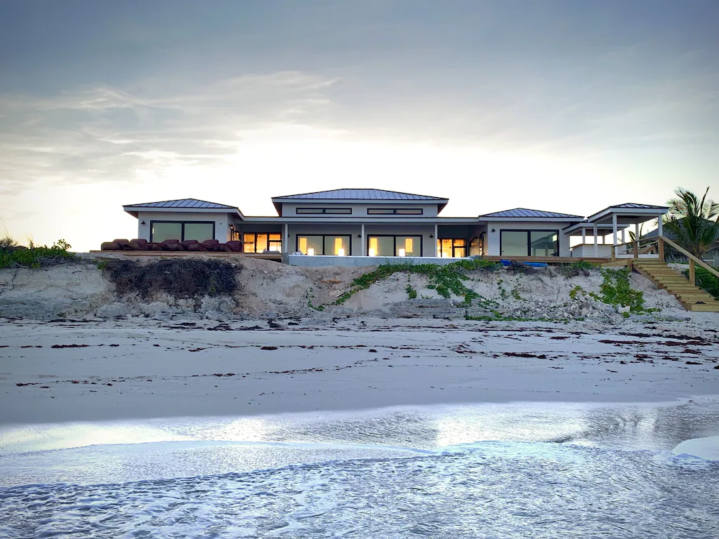 Beau Soleil Beach House viewed from its private beach