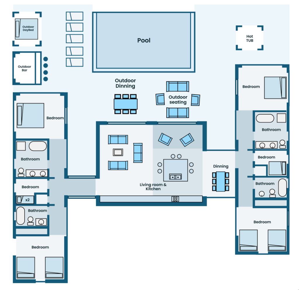 Floor plan of Beau Soleil Beach House
